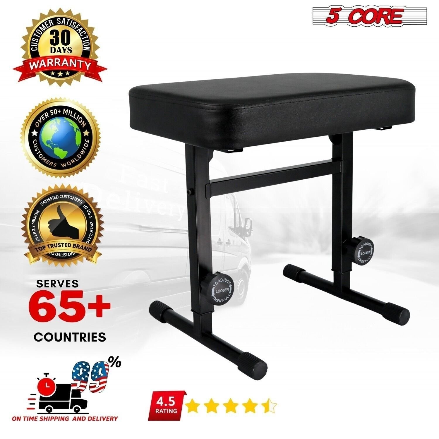 5CORE Keyboard Bench Piano Stool Thick Padded Seat Height Adjustable Keyboard Ch