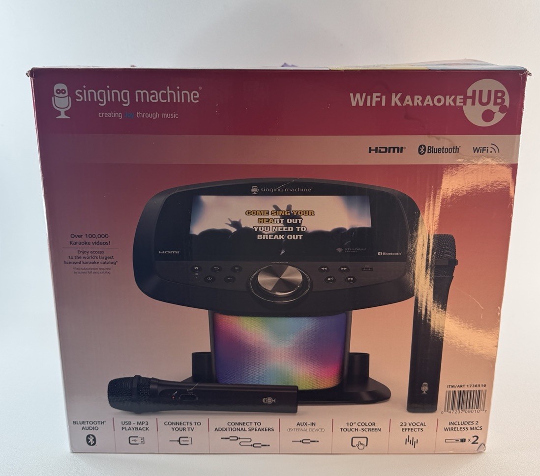 Singing Machine Platinum Wi-Fi Karaoke System 10″ Touchscreen 2 Mic ISM9011