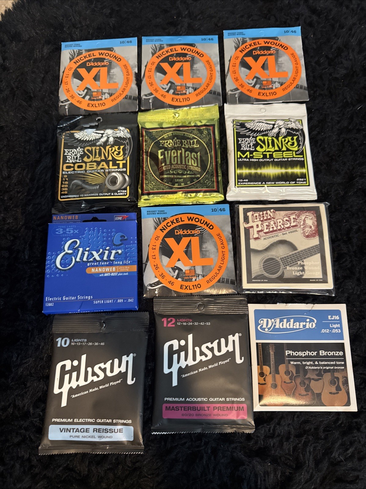 12 SETS OF Ernie Ball/Gibson Elixir Electric Guitar Strings NEW