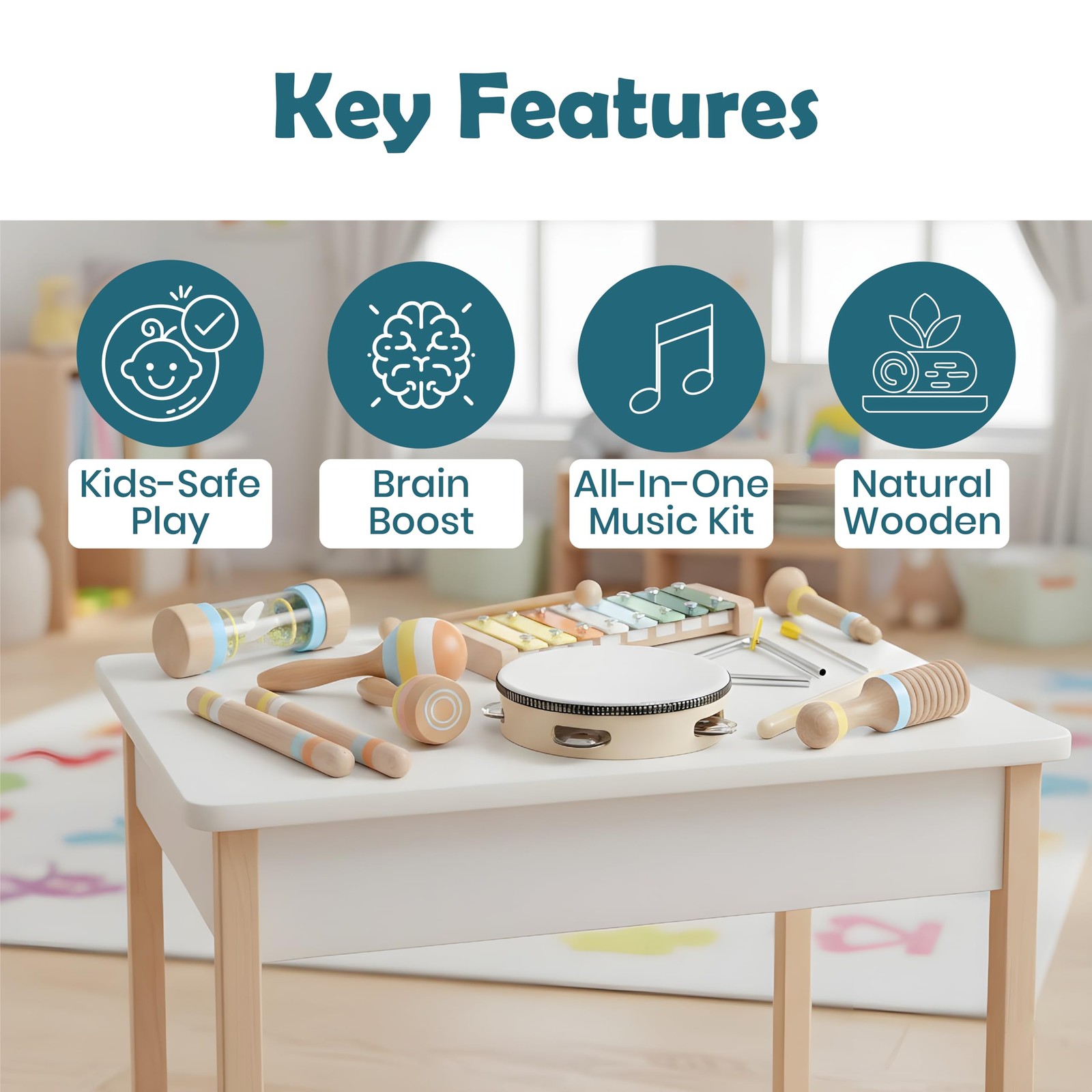 9-in-1 Montessori Toys for 1 Year Old – Wooden Musical Instruments for Toddle…