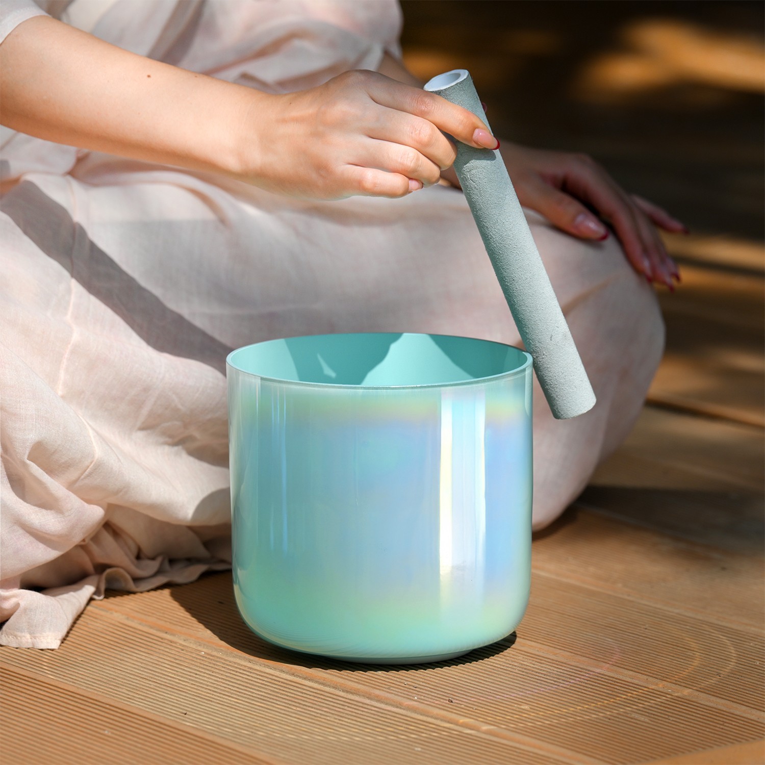 CVNC 432HZ 7″ F Heart Chakra Clear Crystal Singing Bowl Sound Healing Bath Yoga