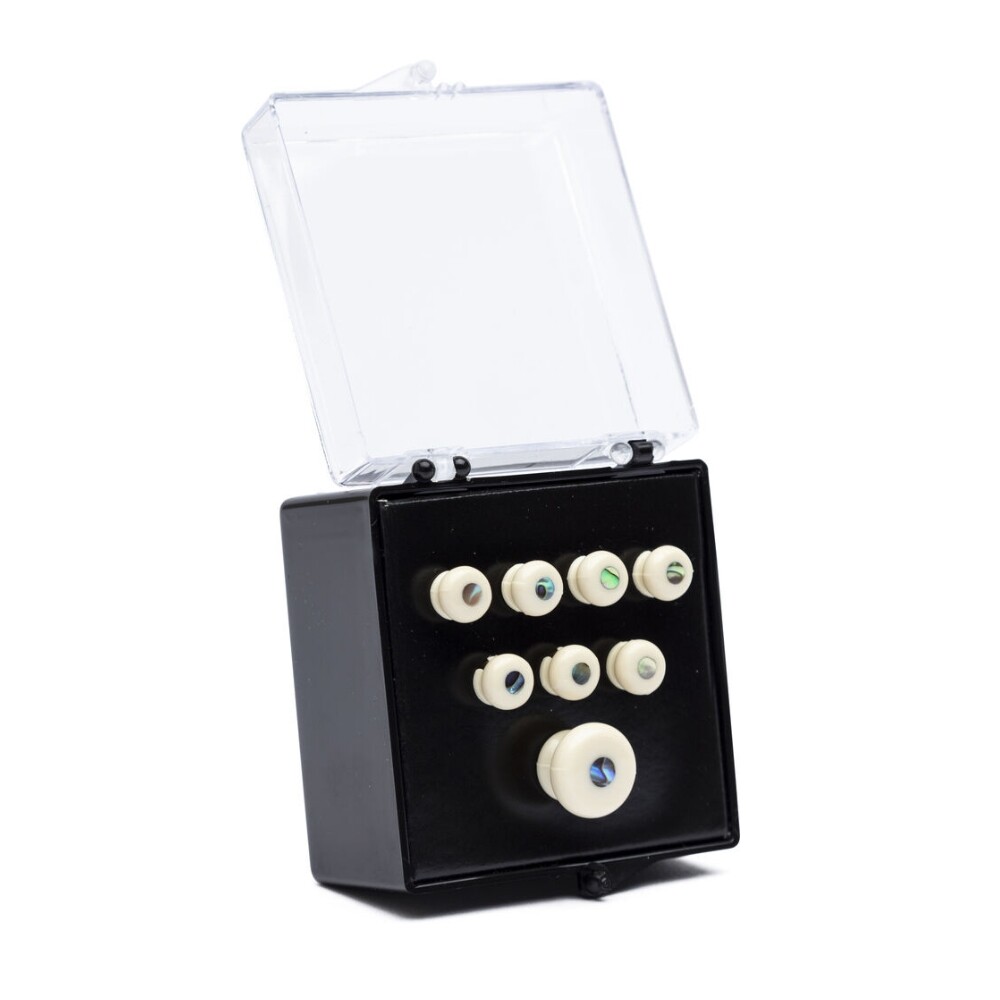 Martin Bridge and End Pin Set – White with Abalone Pearl Inlays
