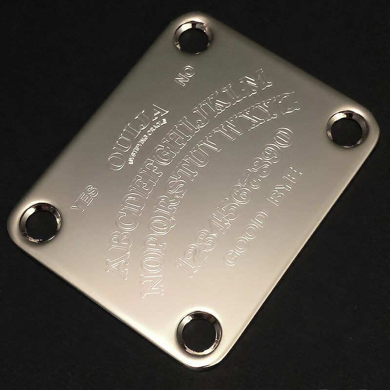 GUITAR NECK PLATE – Engraved Etched – OUIJA BOARD – CHROME