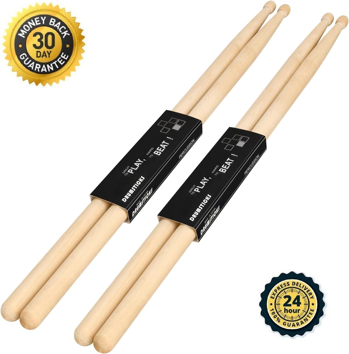 Drum Sticks, 2 Pair 5A Maple Drumsticks – made of hard maple wood