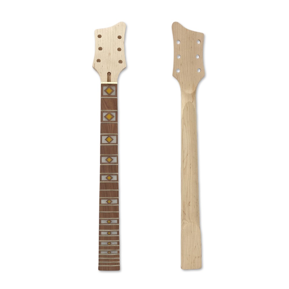 24 Fret Maple Guitar Neck 24.75 Inch Rosewood Fretboard Unfinished Block Inlay