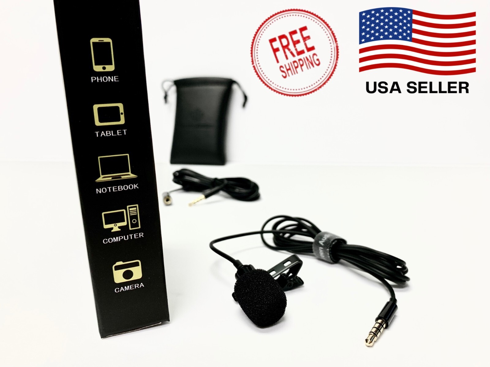 lavalier lapel Microphone Clip-on For DSLR, Phones, Interviews 6ft Aux Extension