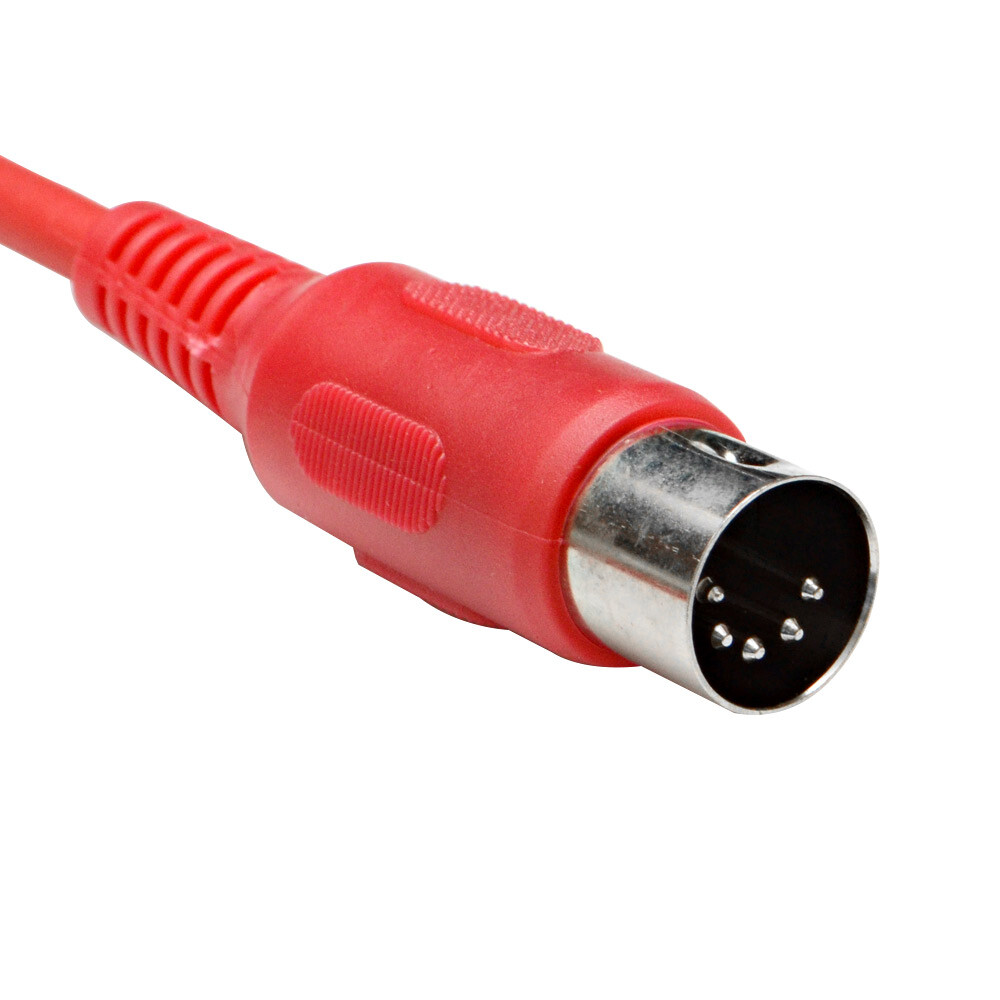 2 Pack of 1 Foot Red and Blue MIDI Cables Pro Audio MIDI Cords