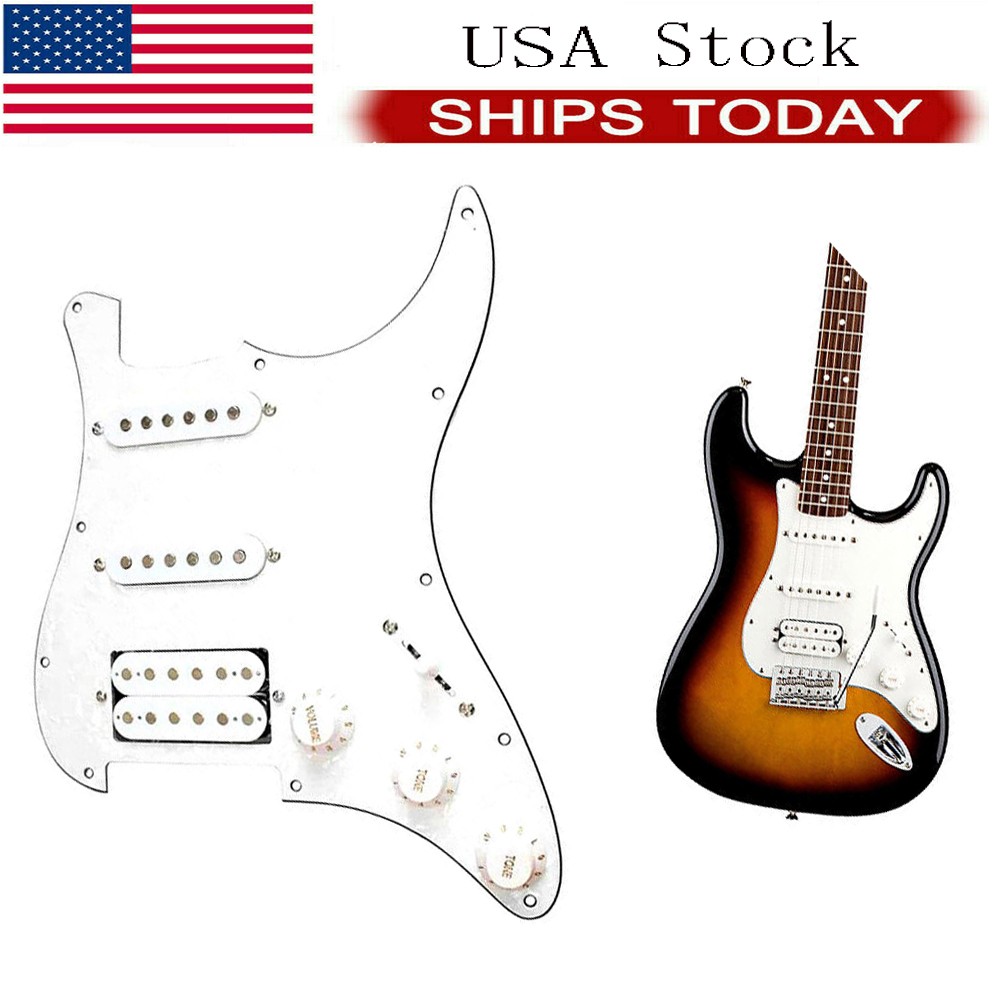 White 3Ply Loaded Prewired Pickguard SSH Humbucker Pickup for Stratocaster Strat