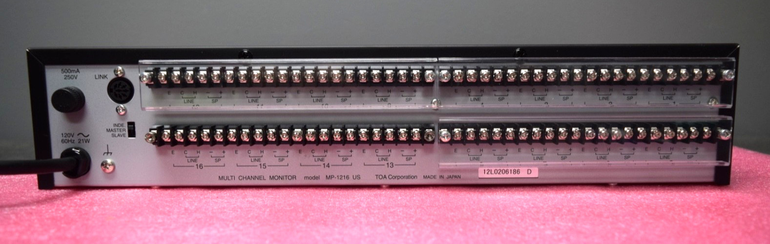 TOA MP-1216 16-Channel Audio Monitor Panel / Rack Mounted