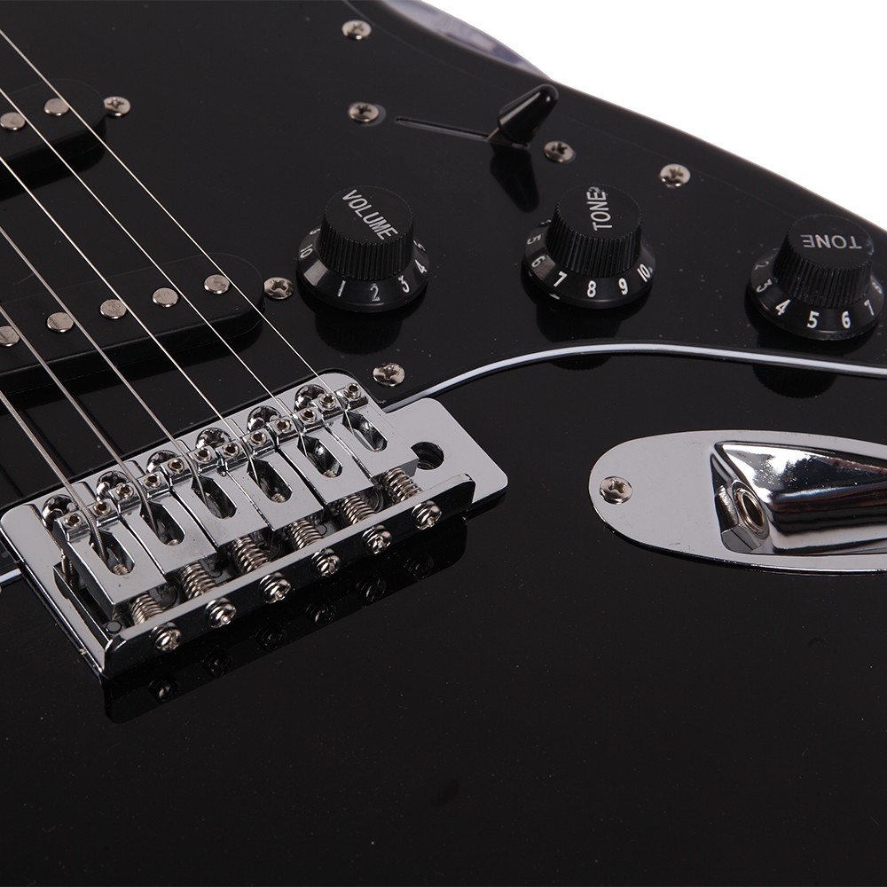 GST Stylish Electric Guitar Kit with Pick Guard, Guitar Bag, Speaker Black