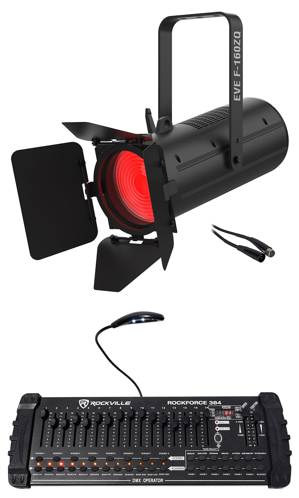 Chauvet EVE F-160ZQ 160W RGBW Fresnel D-Fi LED, Zoom/Spot Light+DMX Controller