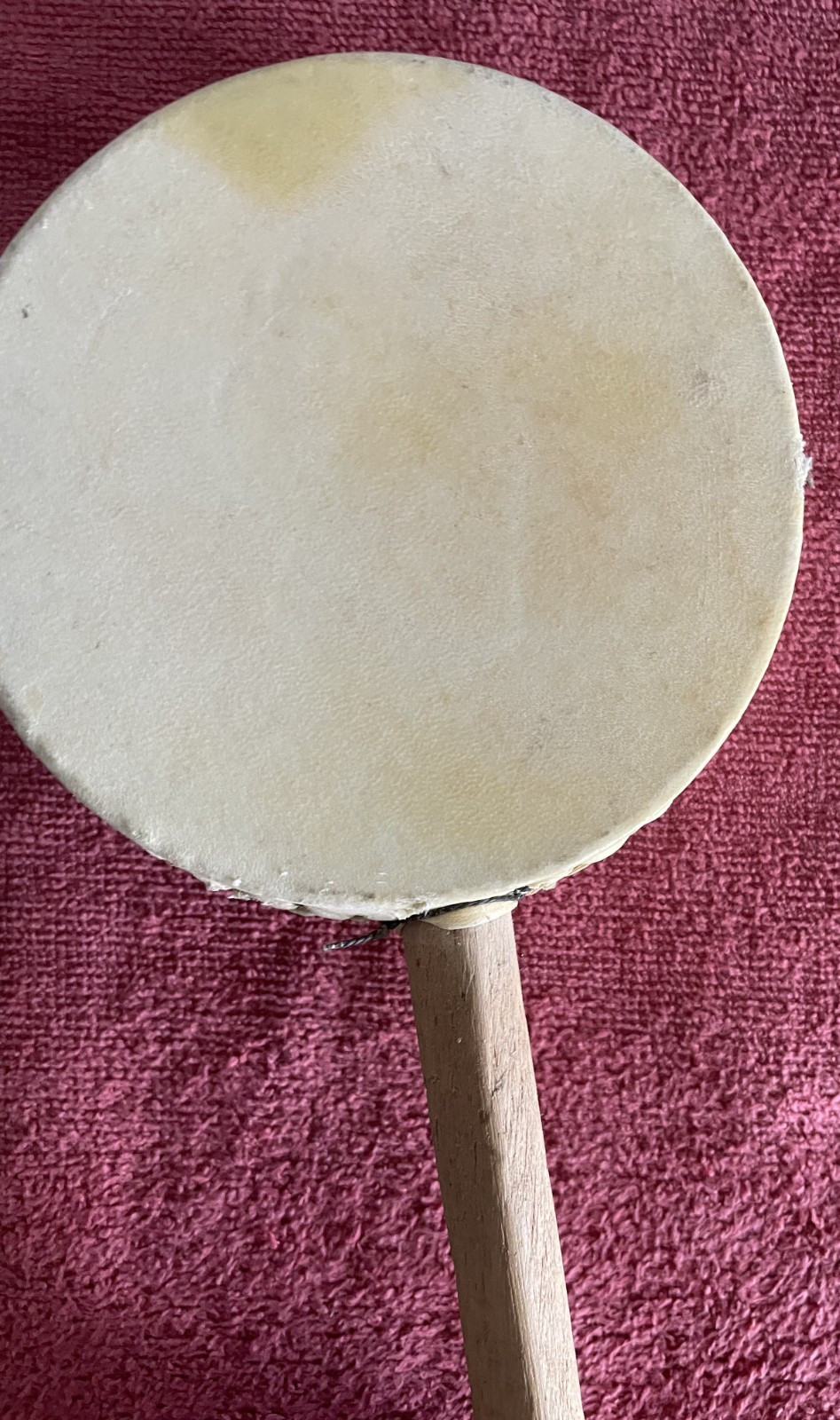 Vintage Southwest Spinning Drum Percussion Wood/Skin Handcrafted Coyote Cactus