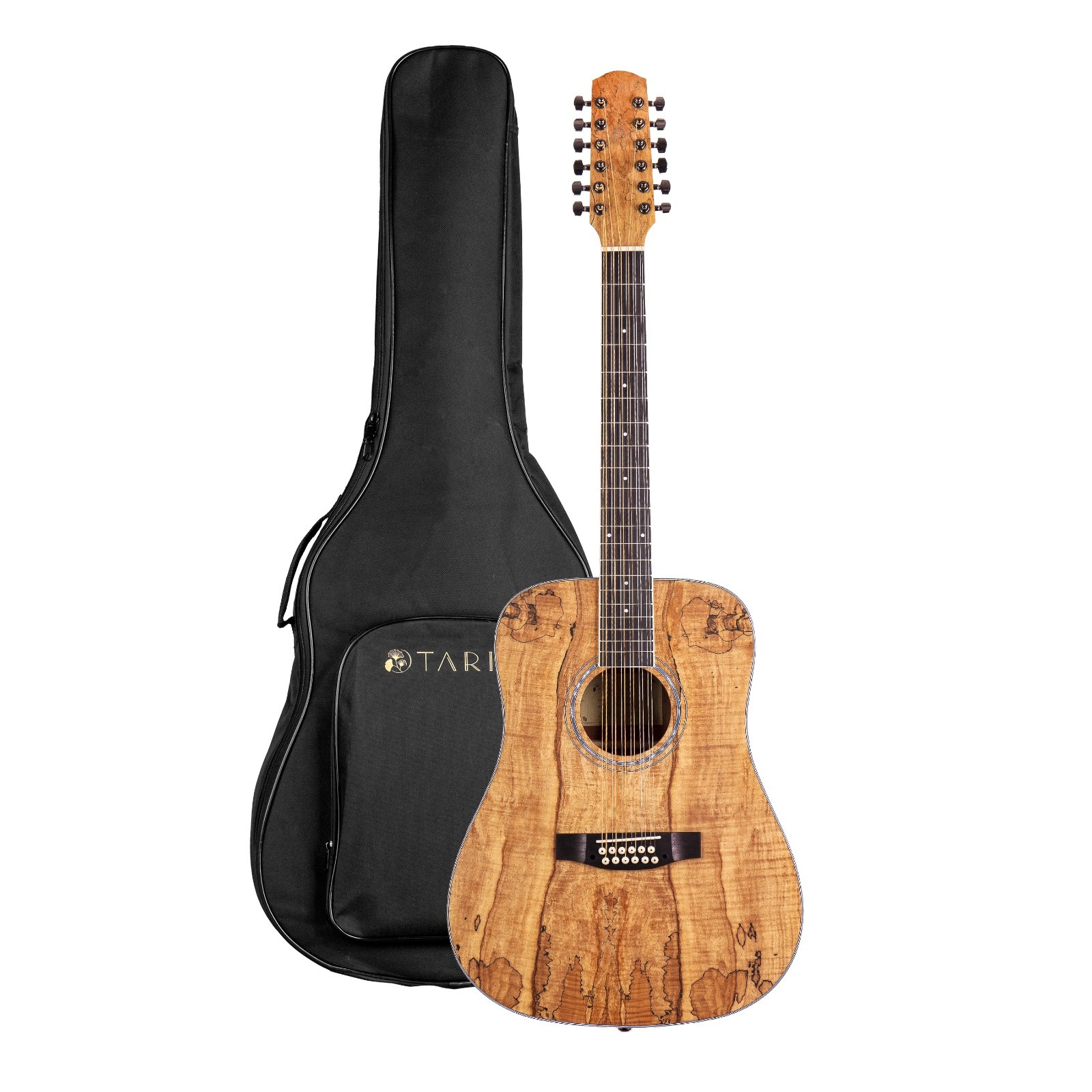 12 Strings Acoustic Guitar Spalted maple Top Mahogany back