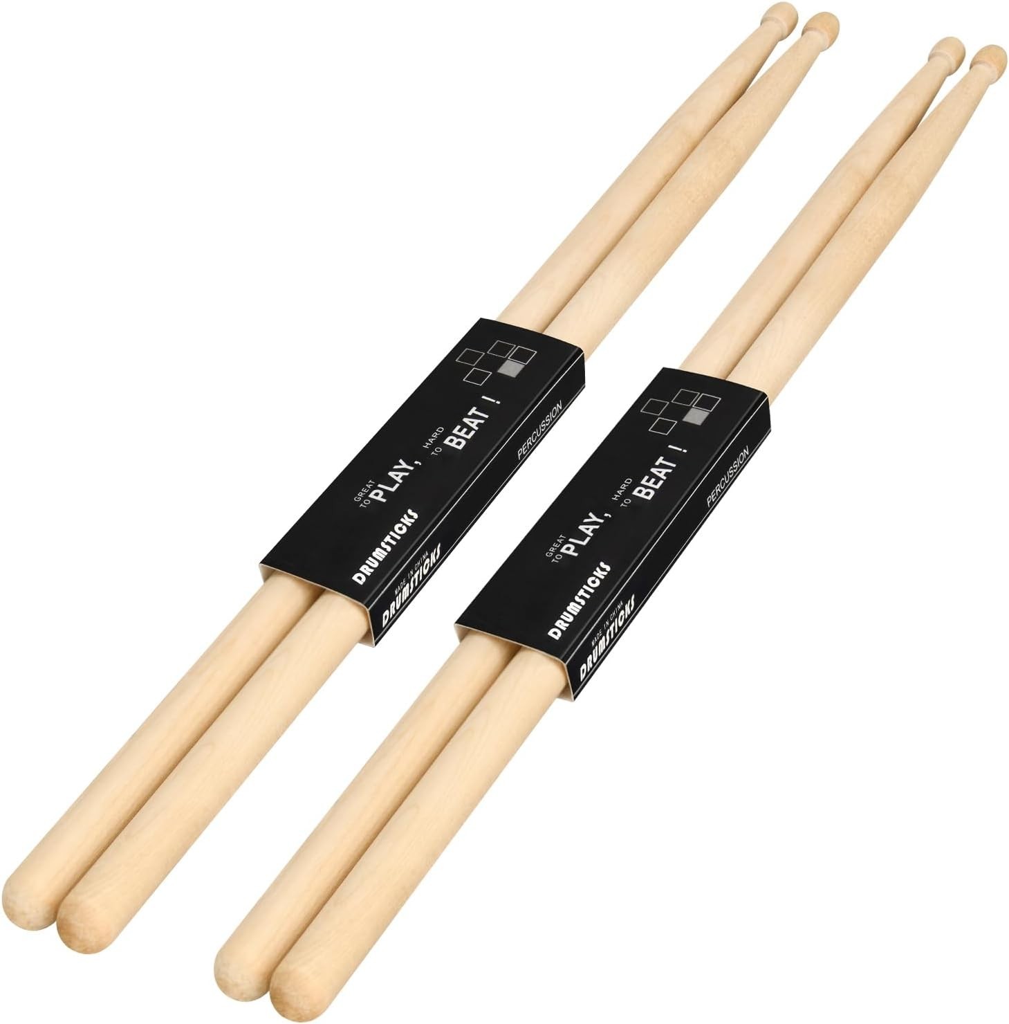 Drum Sticks, 2 Pair 5A Maple Drumsticks – made of hard maple wood