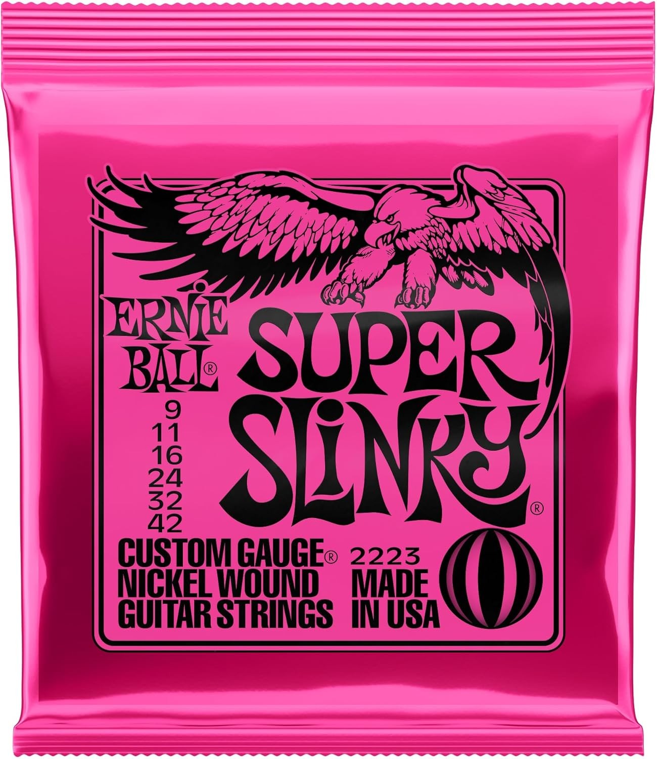 Ernie Ball Super Slinky Nickel Wound Electric Guitar Strings,9-42 Gauge (P02223)