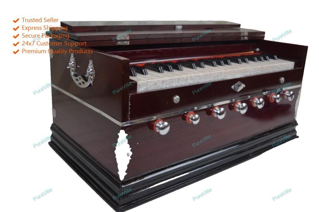 New Harmonium 7 Stopper Double Bellows 39 Buttons 440Hz Indian Musical Device