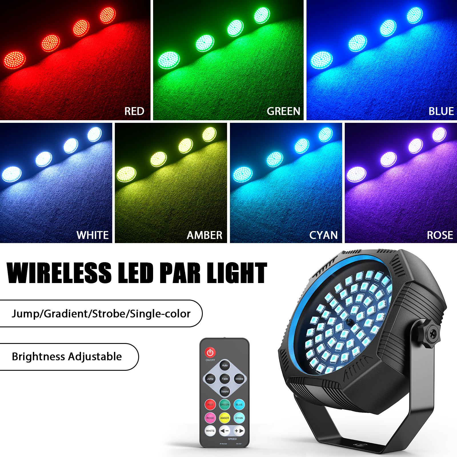 90W 60 LED Rechargeable Stage Par Lights RGB Battery Powered Party Lights DMX