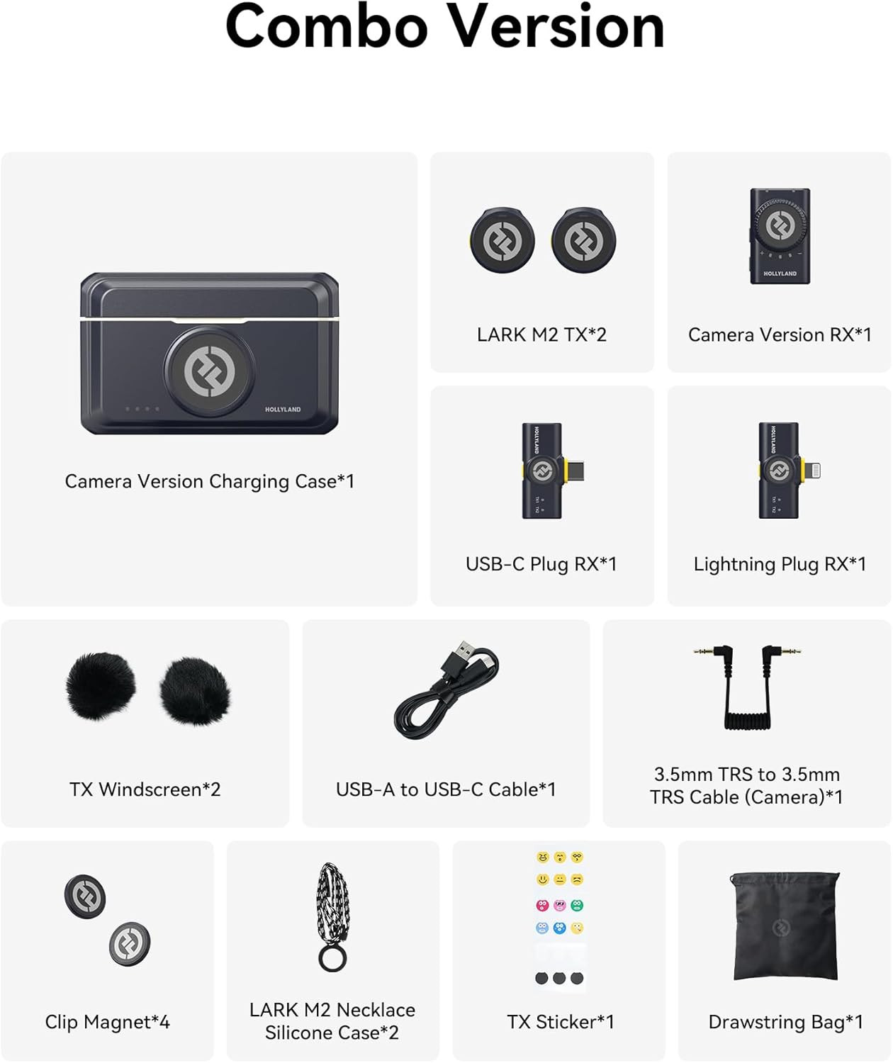 Hollyland Lark M2 Wireless Microphone Combo For iOS Android Camera Video Mic