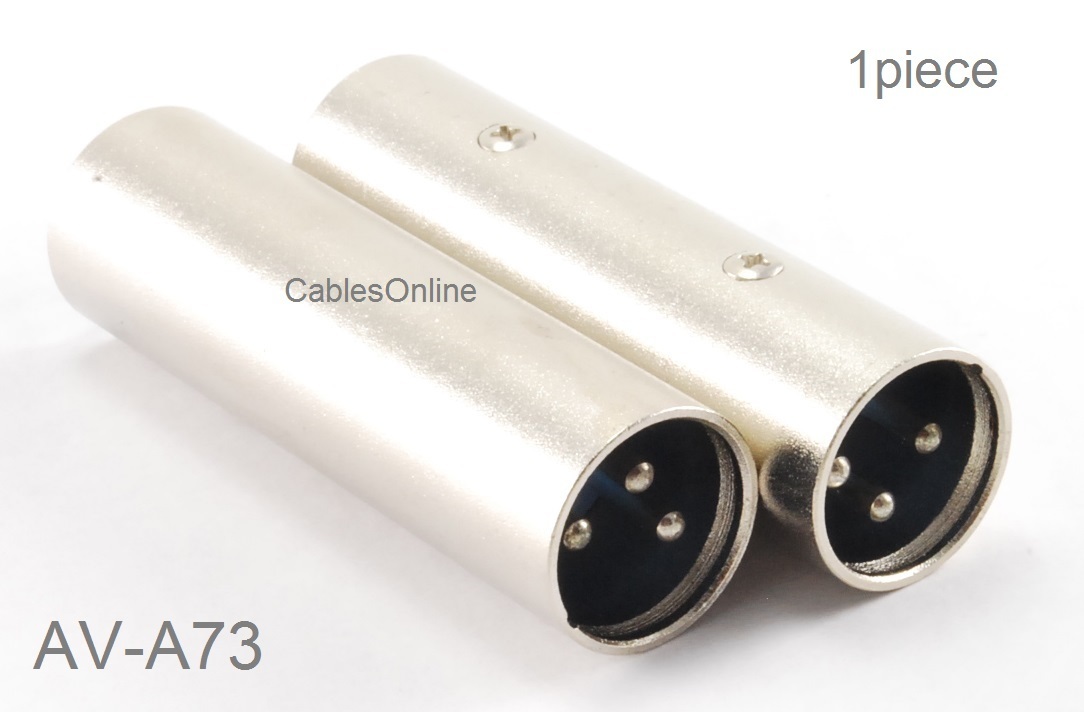 XLR 3-Pin Male to Male Barrel Coupler Gender Changer, CablesOnline AV-A73