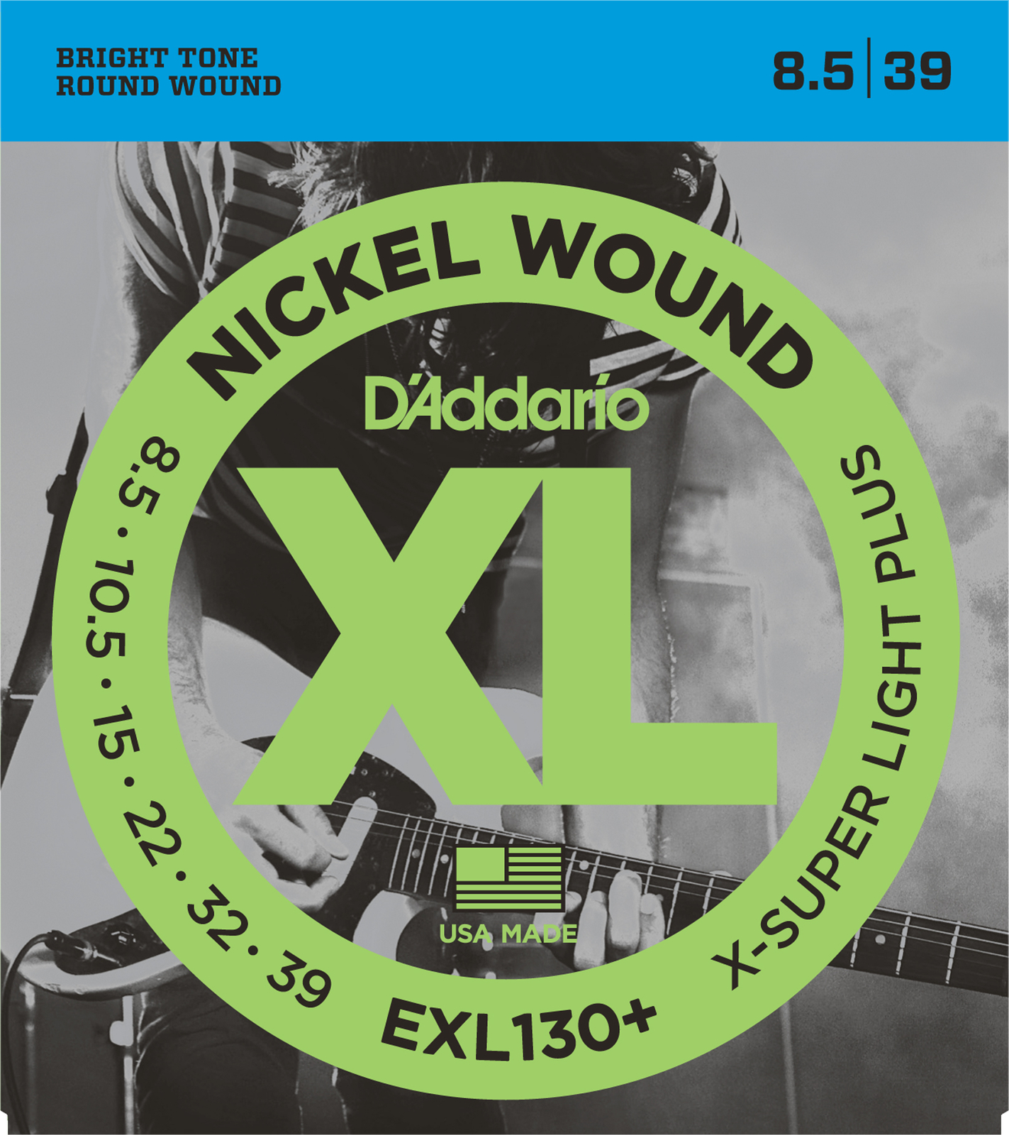 10 Sets D’Addario EXL130+ Nickel Wound Extra Super Light Plus 8.5-39 Gtr Strings