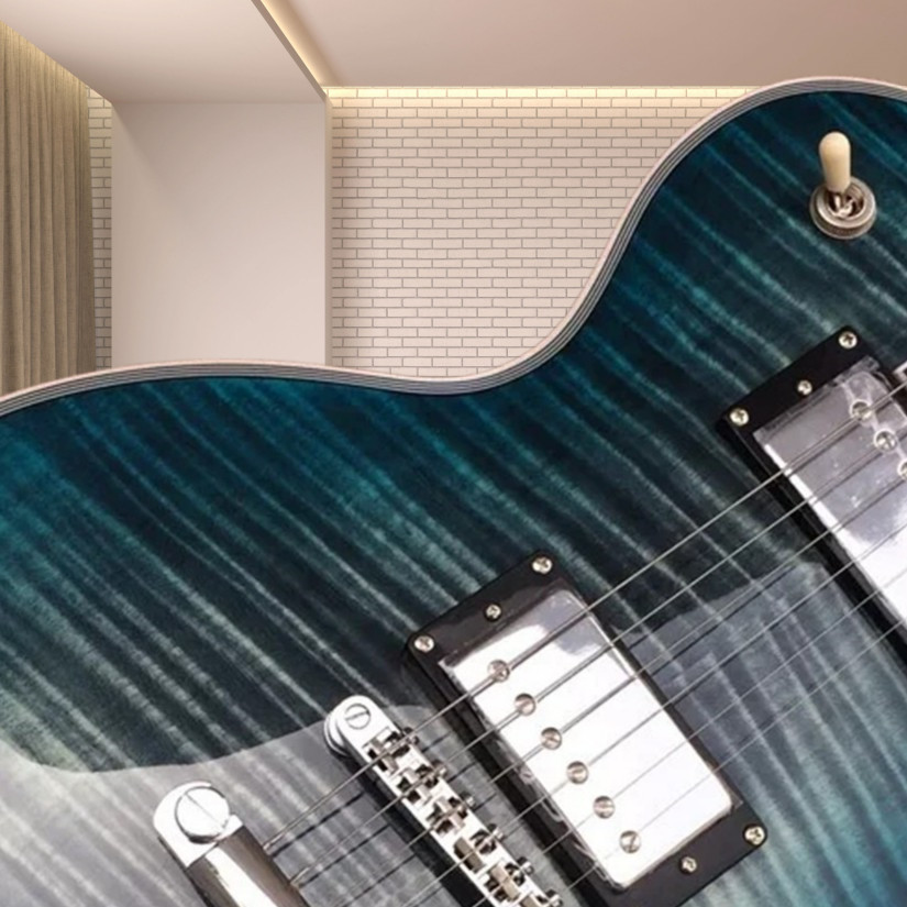 Custom Shop LP Gray Blue Quilted Maple Top Electric Guitar Mahogany Body