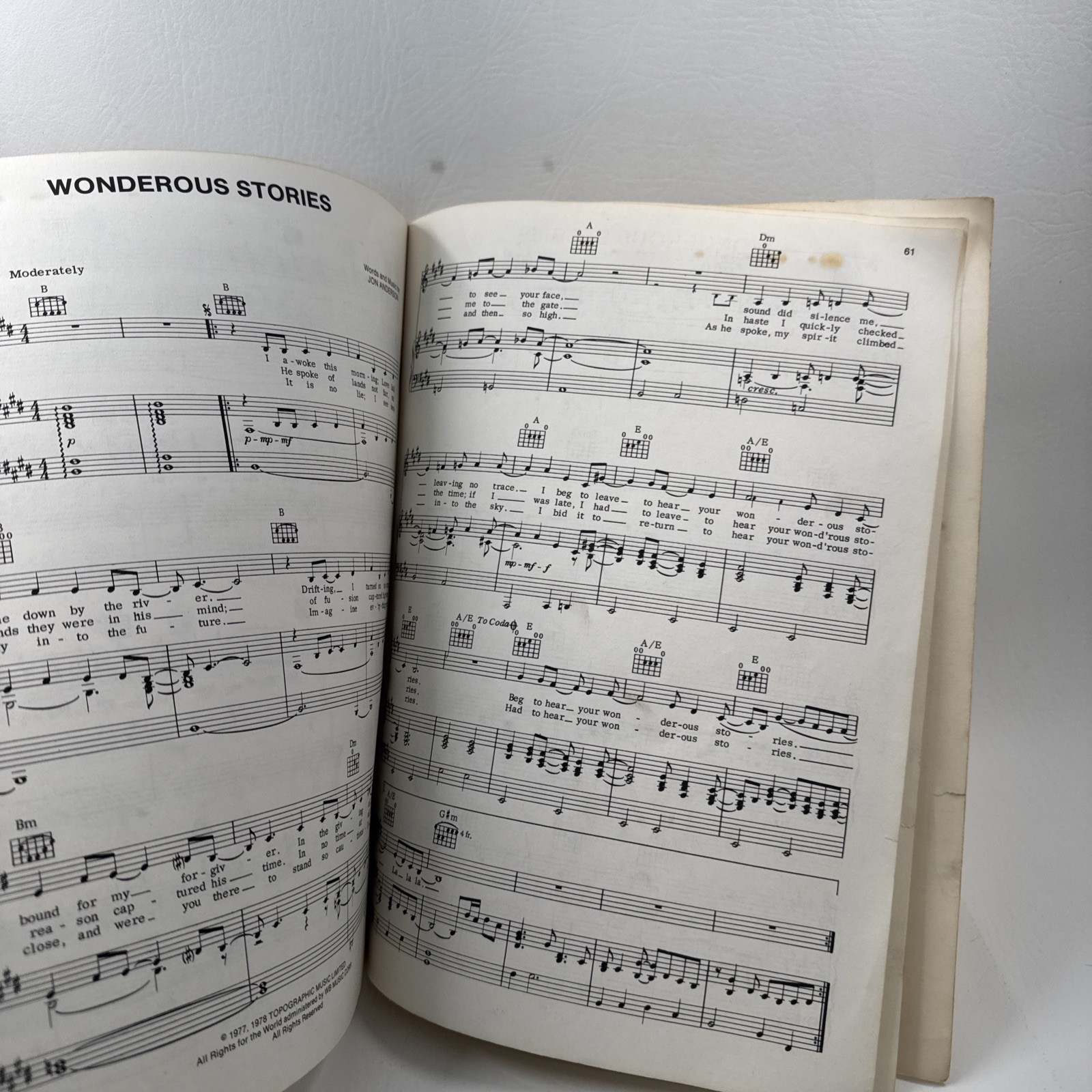 Songbook The Best of YES Piano Voice Guitar Sheet Music 1984