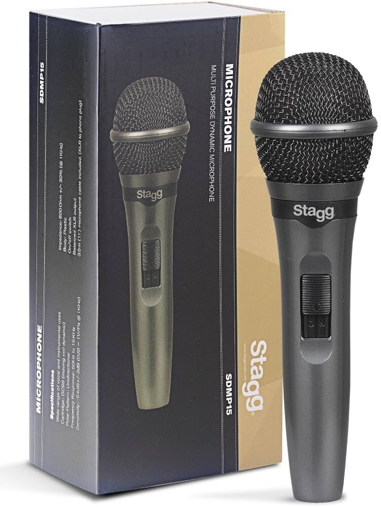 Stagg SDMP15 – Dynamic Cardiod Microphone For Live Performance, On/Off Switch