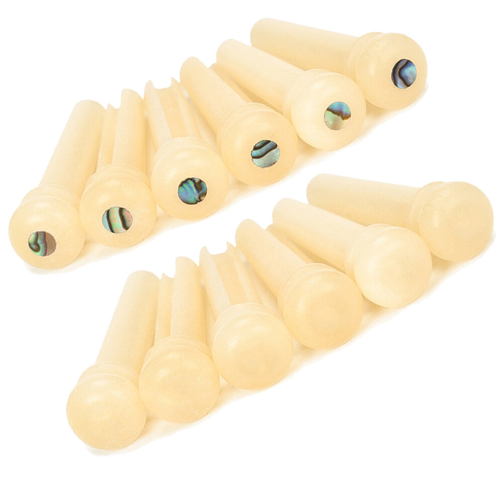 6pcs Acoustic Guitar Unbleached Vintage Real Bone Bridge Pins Shell Dot USA
