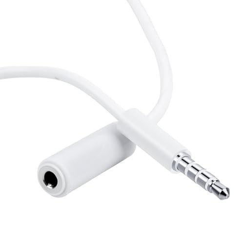 Conwork-Pack 3.5mm 4-Pole Male to Female Auxiliary Extension 3.3FT 2 White