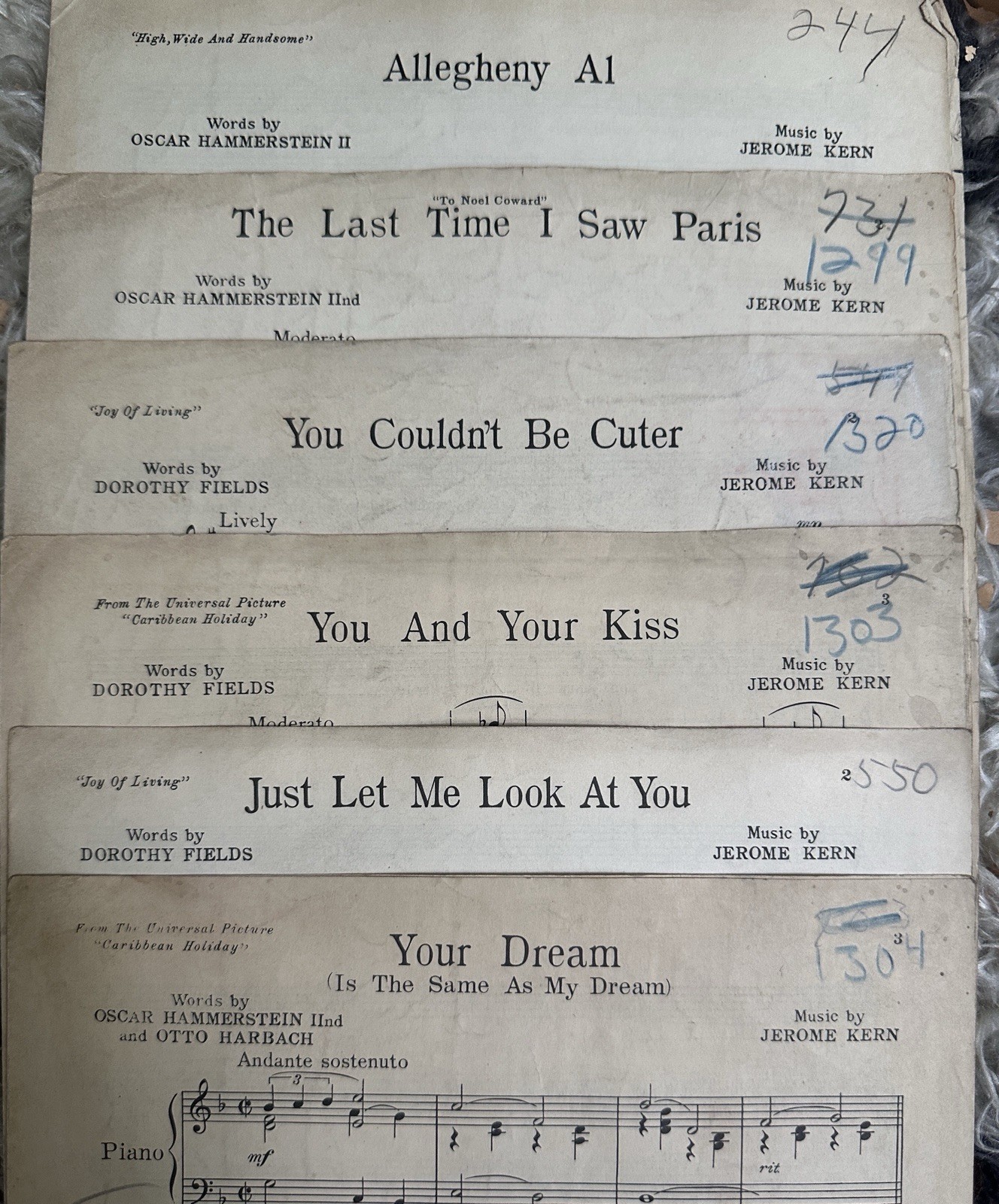 F Musical Sheet Music 6-pack JEROME KERN Plain Janes