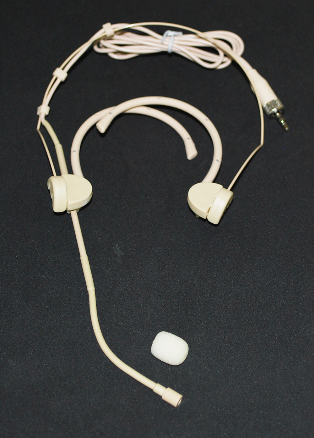 Foldable Earhook Headset Mic Headworn Microphone for Sennheiser Wireless Beige