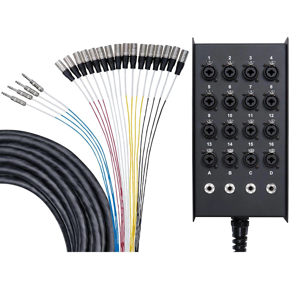 Livewire Advantage 16×4 Snake with XLR/TRS inputs and TRS Returns 50 ft. Black