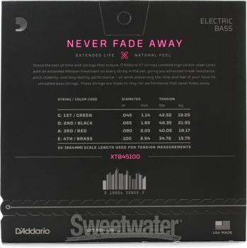 D’Addario XTB45100 XT Nickel Plated Steel Long Scale Bass Strings -.045-.100