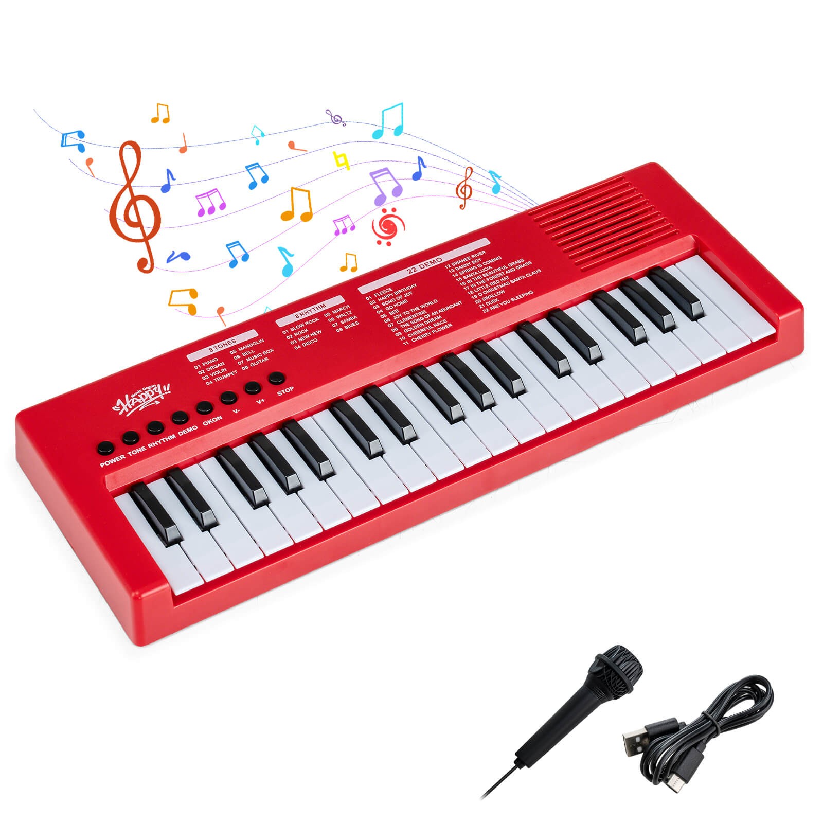 Kids Piano Keyboard w/8 Rhythms 8 Tones 22 Demos for 3+ Years Old Boys & Girls