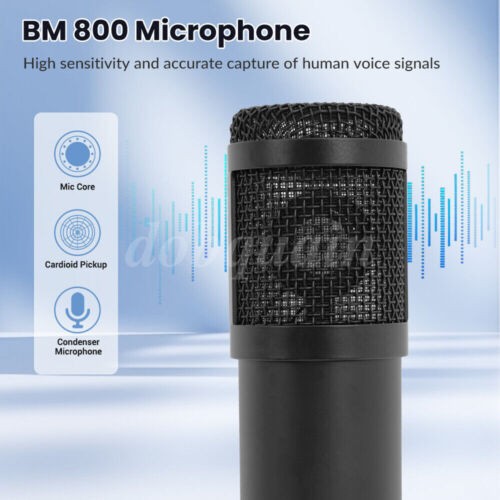 2 Condenser Microphone Podcast Equipment Bundle Studio Recording Kit Music Mixer
