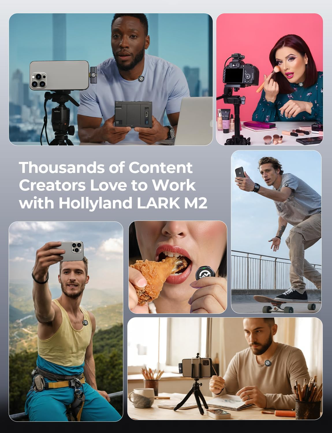 Hollyland Lark M2 Wireless Microphone Combo For iOS Android Camera Video Mic