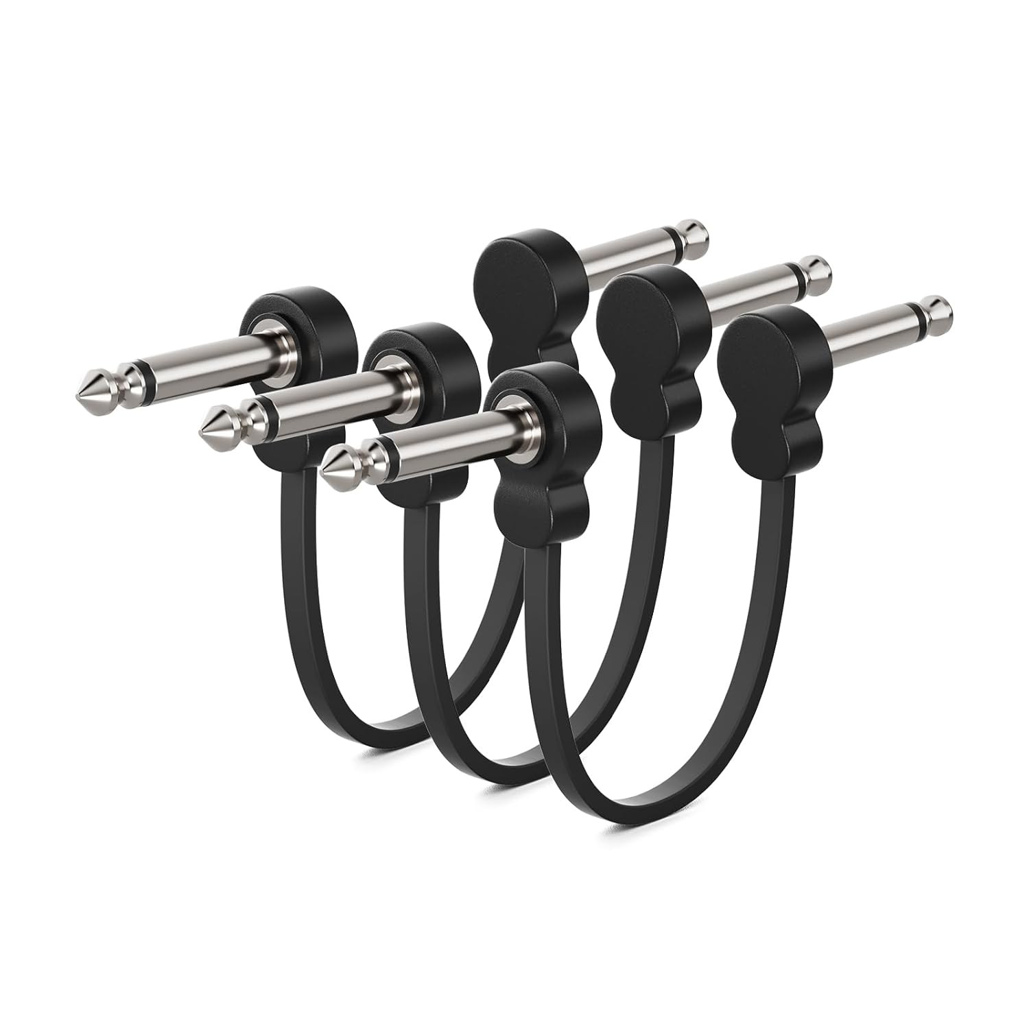 3 Pack Guitar Patch Cables, Premium 5 Inch Right-Angle 1/4″ TS Pedal Board Cable