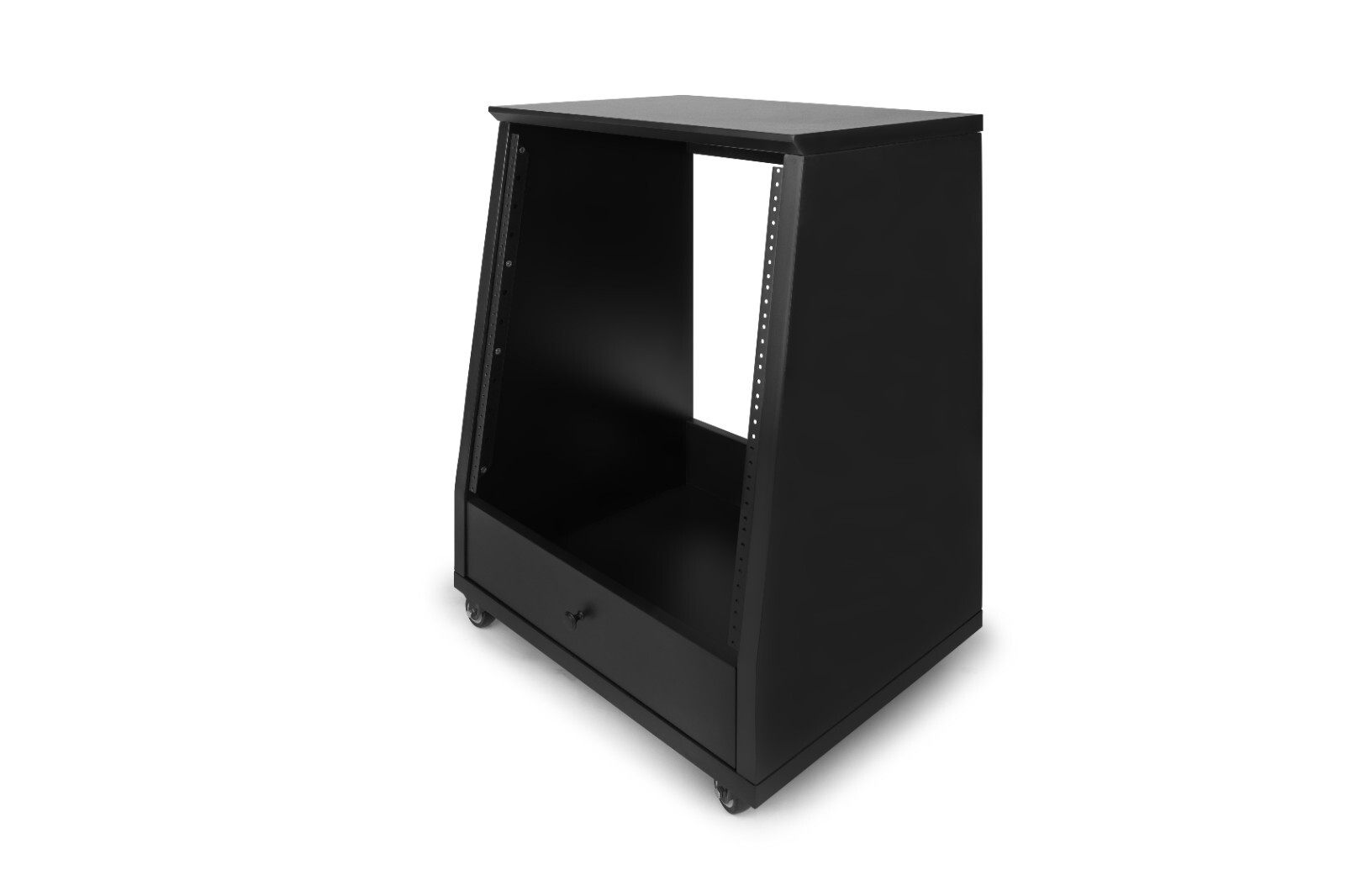 Gator Elite Series 12U Angled Studio Rack with Locking Casters – Black Finish