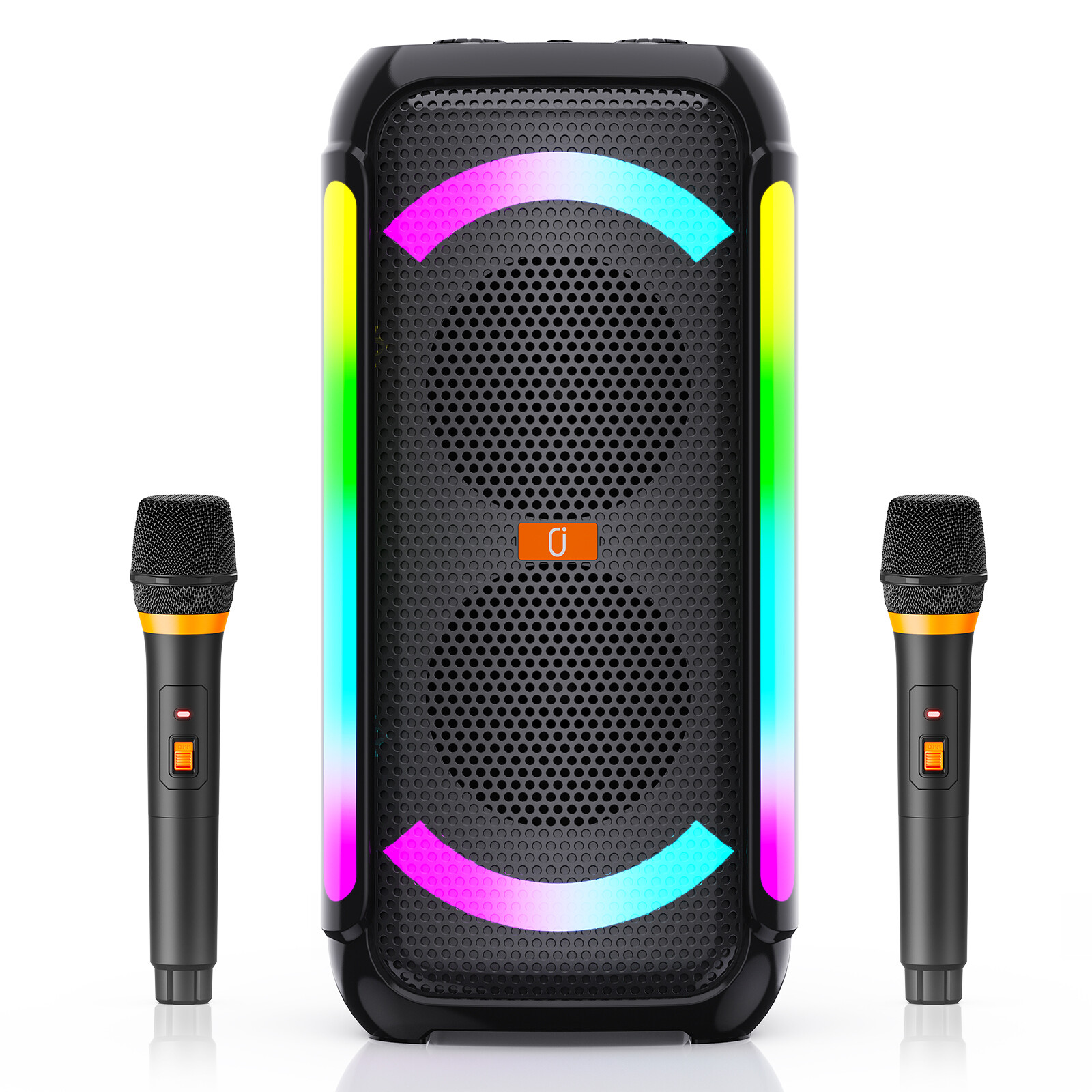 Bluetooth Speaker With 2 Microphones Portable Karaoke Machine For Party Dual Sub