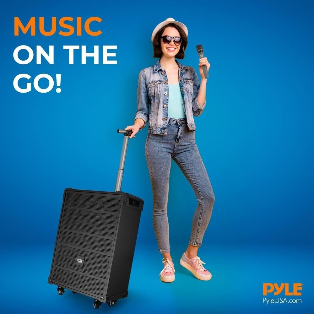 Pyle 12” Portable Wireless BT Streaming PA Speaker System-Rechargeable Battery