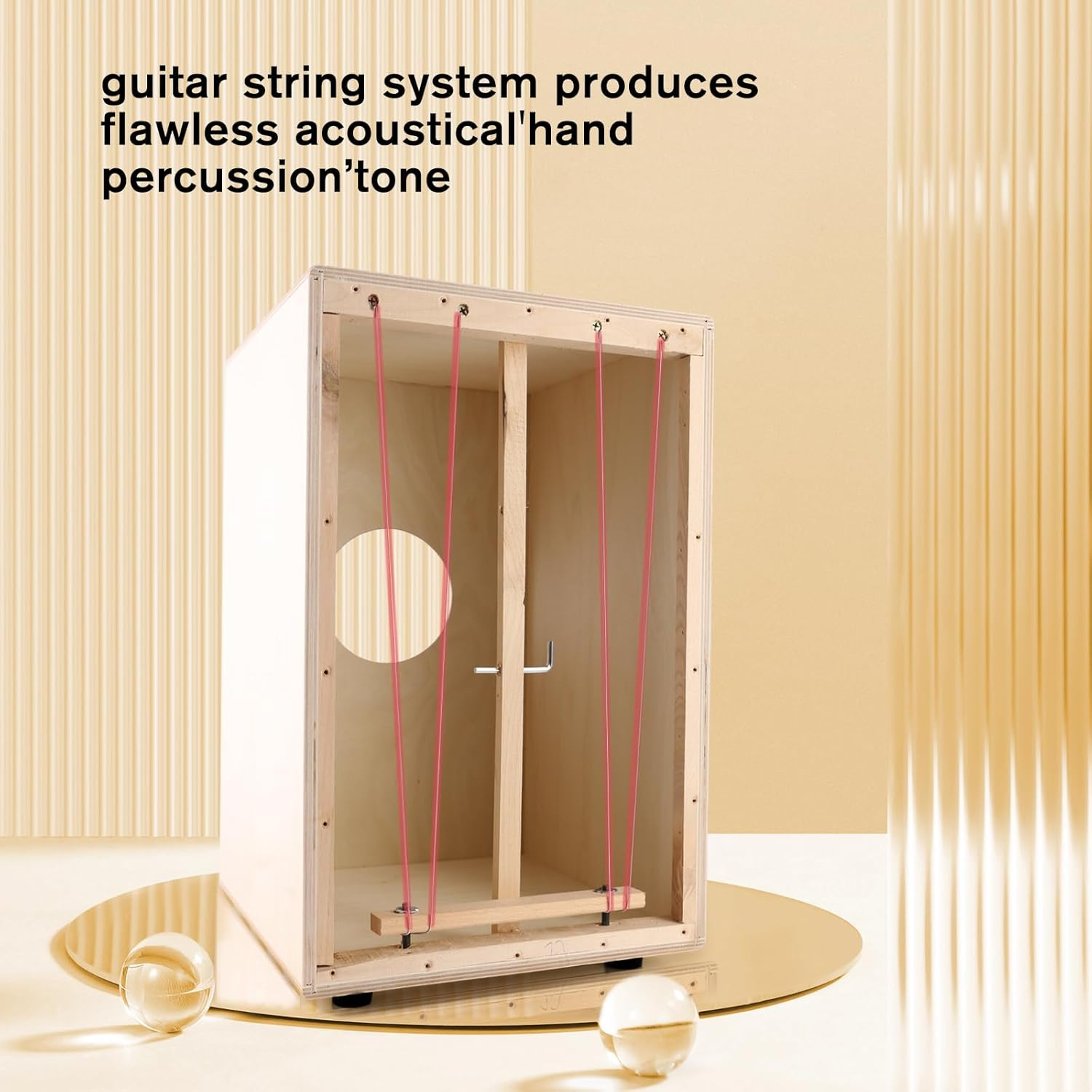 Full-Size Birch Wood Cajon Drum Box (12×11.7×18.7 In) with Internal Guitar Strin
