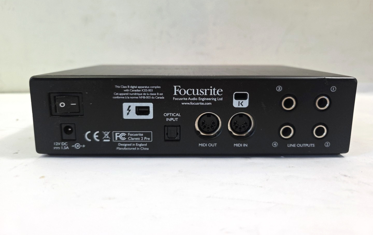 Focusrite Clarett 2Pre Thunderbolt Audio Interface w/Power Adapter Tested