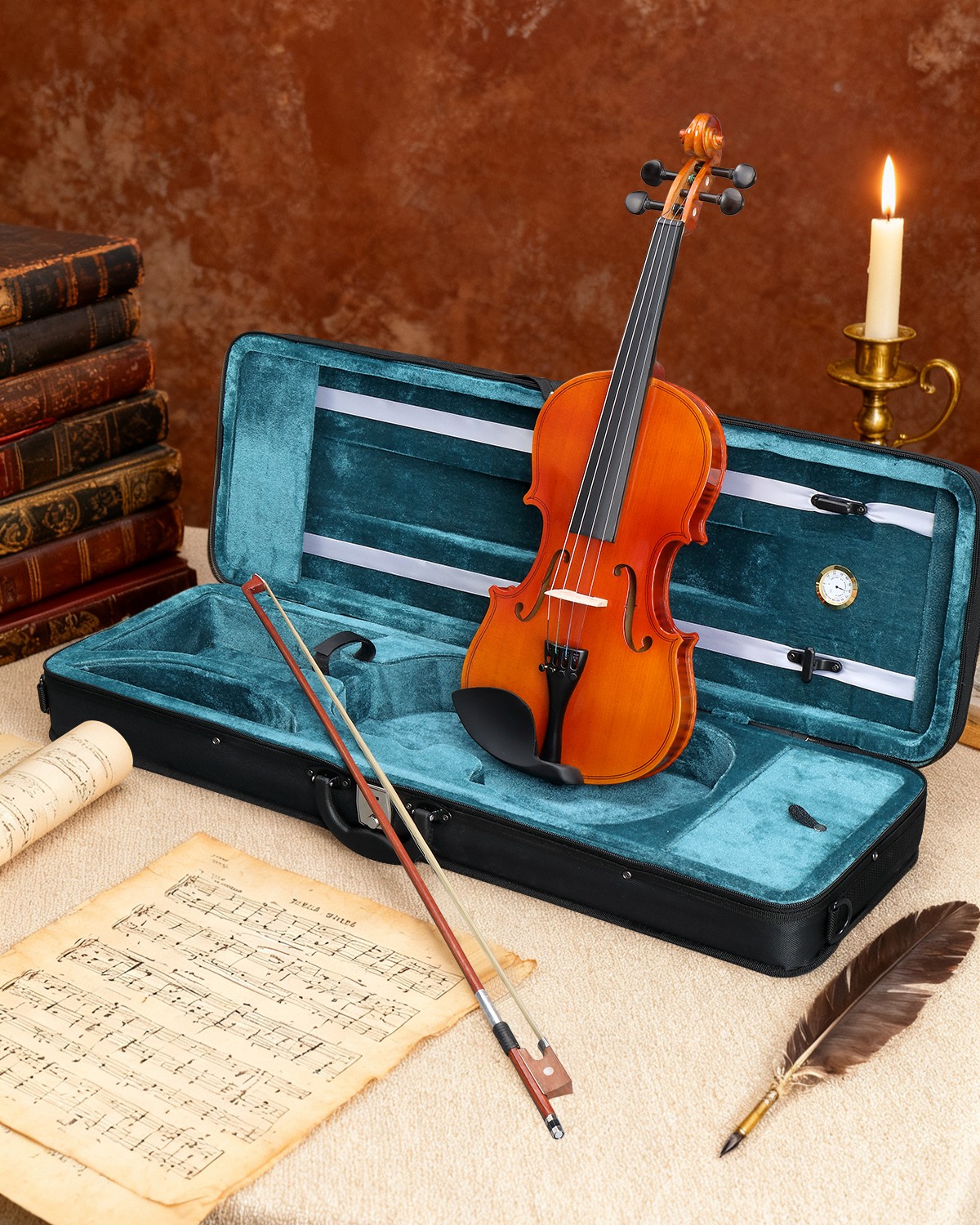 Acoustic Violin 4/4 Full Size with Case and Bow Rosin With Case for Xmas Gift US