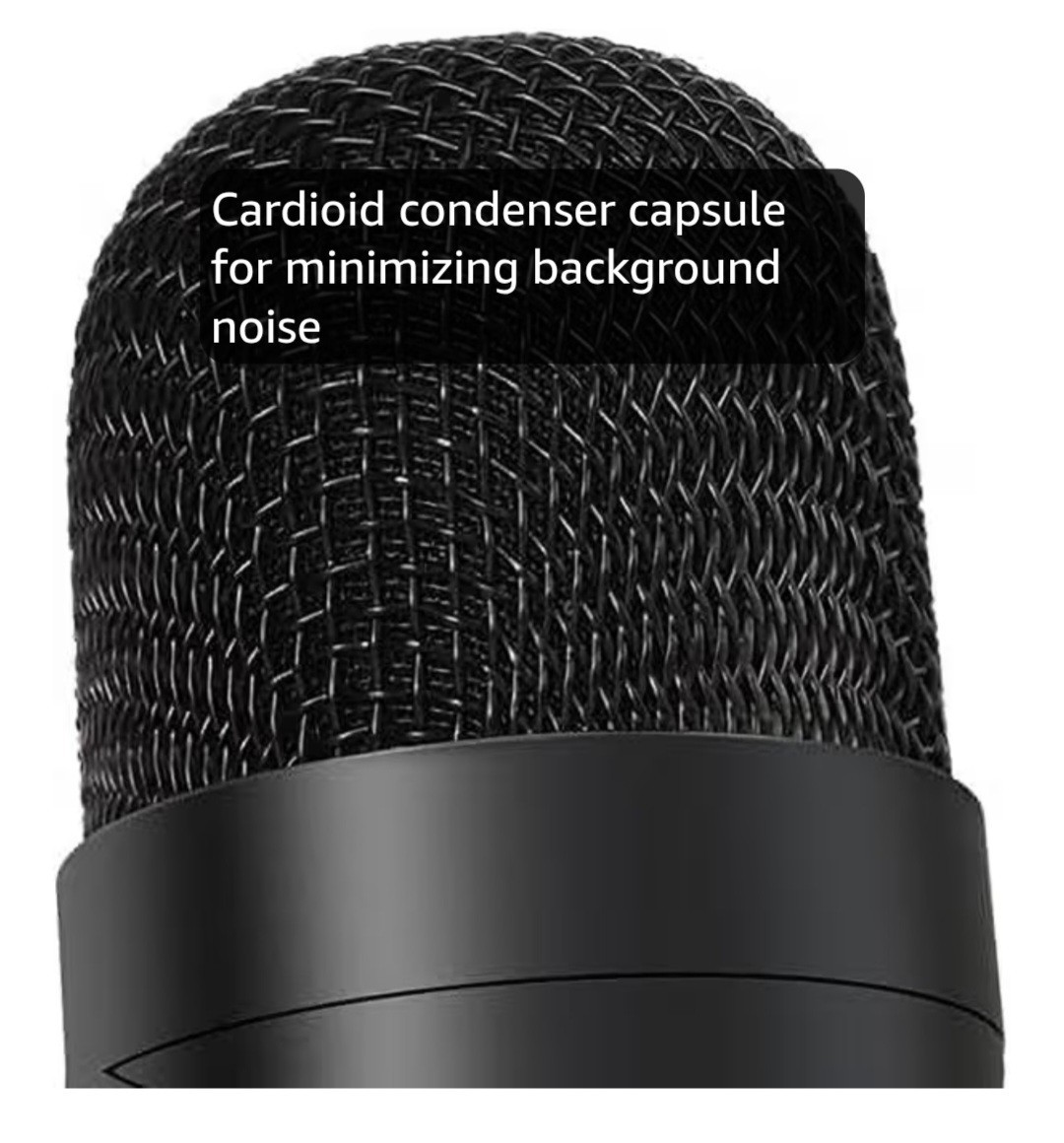 Podcast Microphone for PC Noise Cancellation USB Mic w/ Gain & Volume Adjustment
