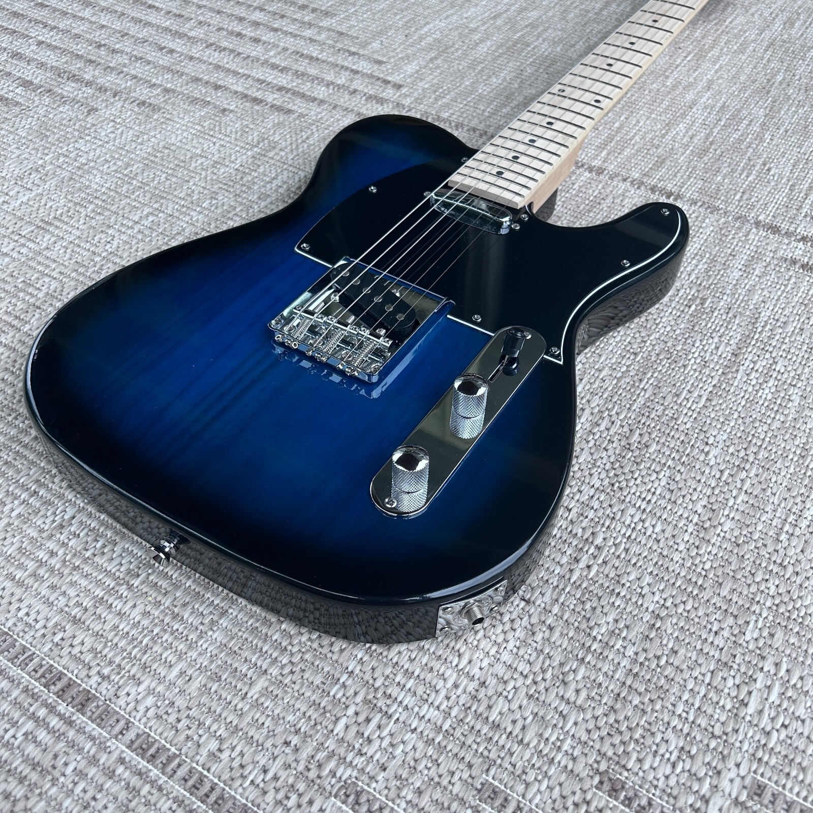 Trans Blue Tele Style Electric Guitar with Maple Neck and Accessories, Full-Size