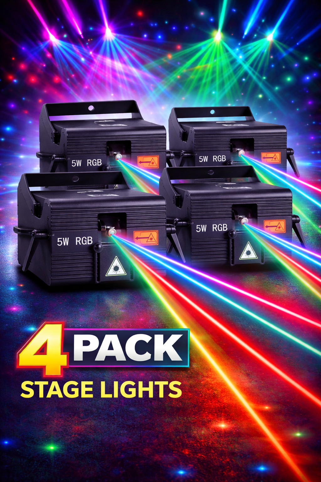 5W Stage Projector Laser Lights 4PCS iOS Android RGB Animation DMX iLDA DJ Party