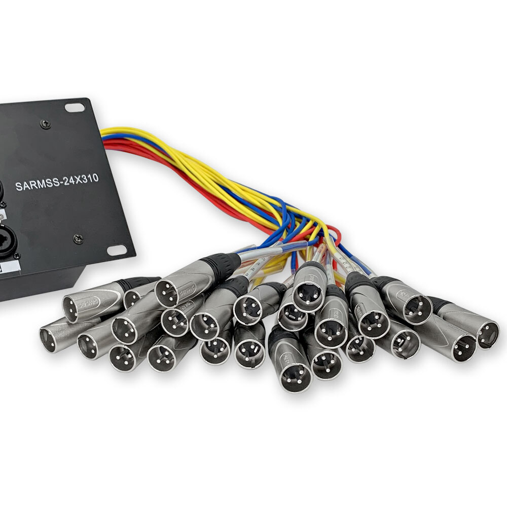24 Channel Pro Audio XLR TRS Combo Splitter Snake Cable – 3′ and 10′ XLR trunks