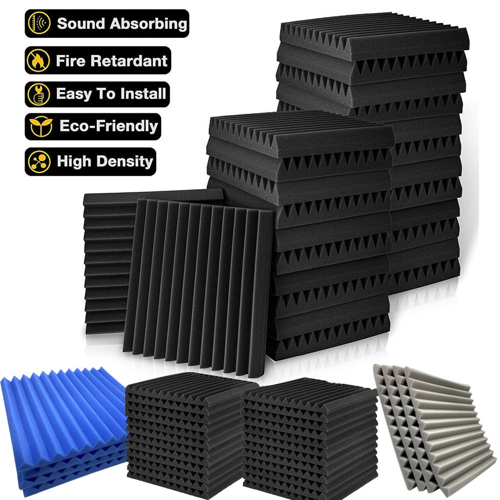 12/48/96 Pack Acoustic Wall Panels Studio Sound Noise Proofing Insulation Foam