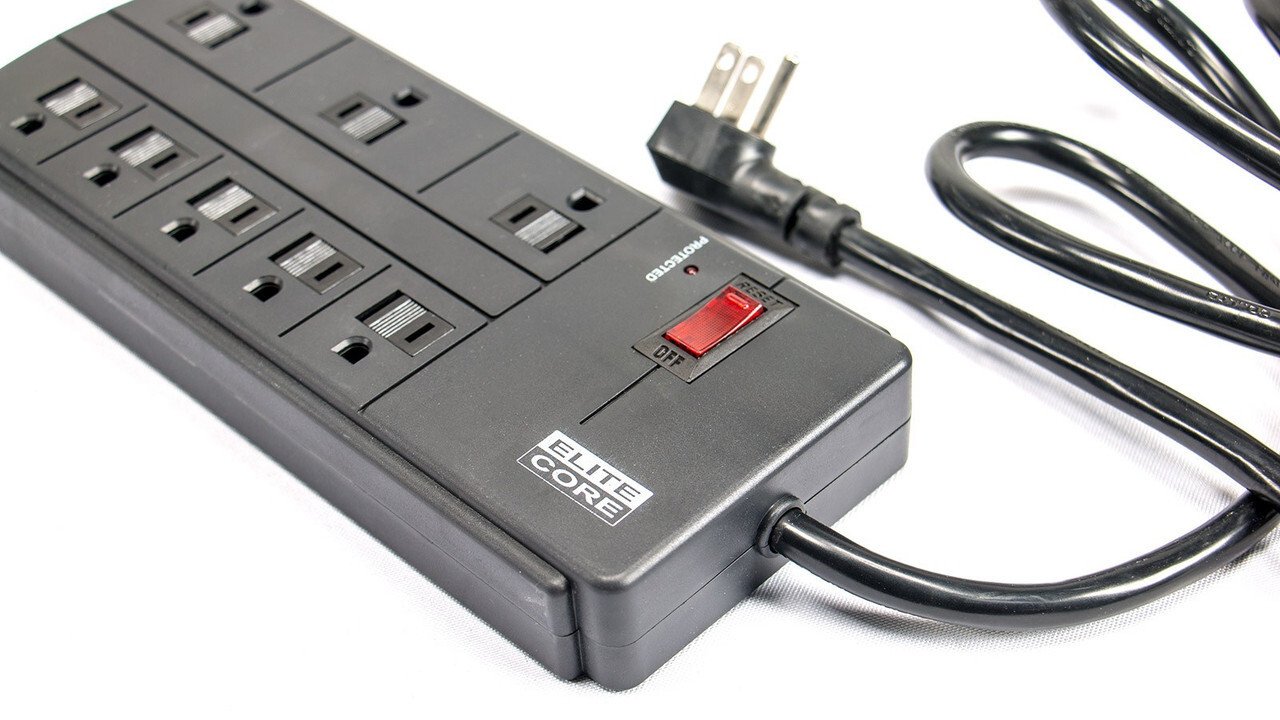 Elite Core AC Power Strip with Surge Protection 8 Outlets Stage Studio -Black