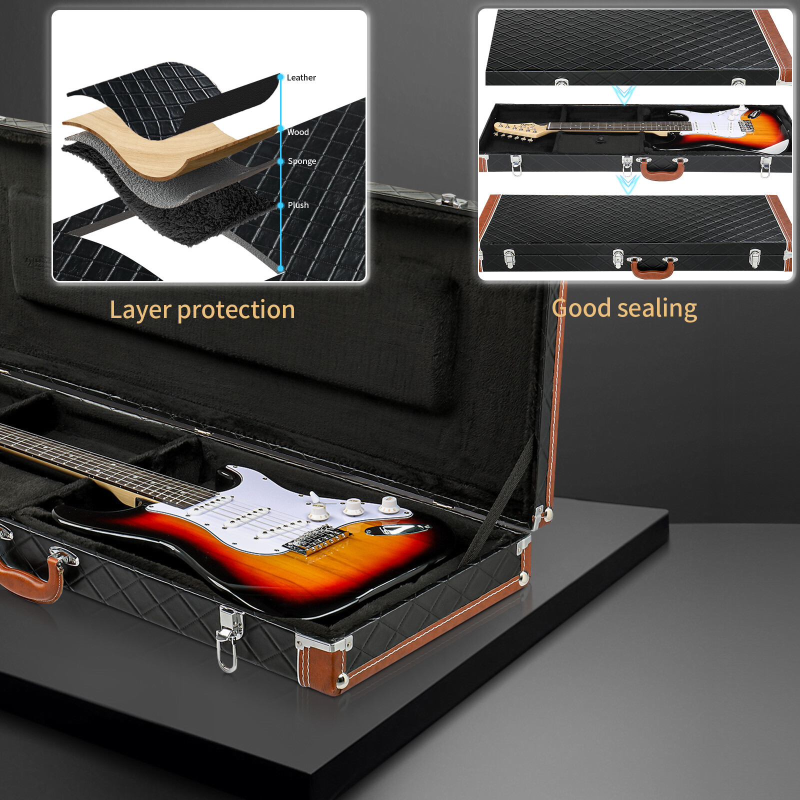 Ktaxon Hard Case Wooden Hard-Shell for GST GTL 170 SG Electric Guitar With Lock